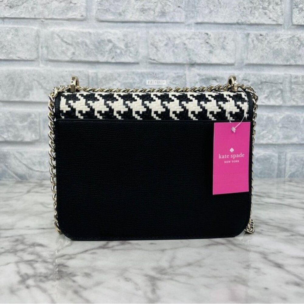 Kate Spade Woven Remi Flap Chain Crossbody Shoulder Bag In Houndstooth - Picture 5 of 12